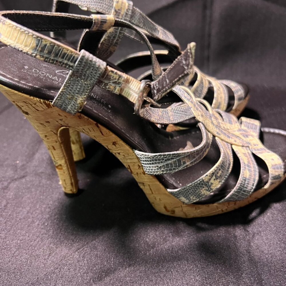 Couture Donald J Pliner Leather Animal Print Slingback‎ Sandals Sz 9M